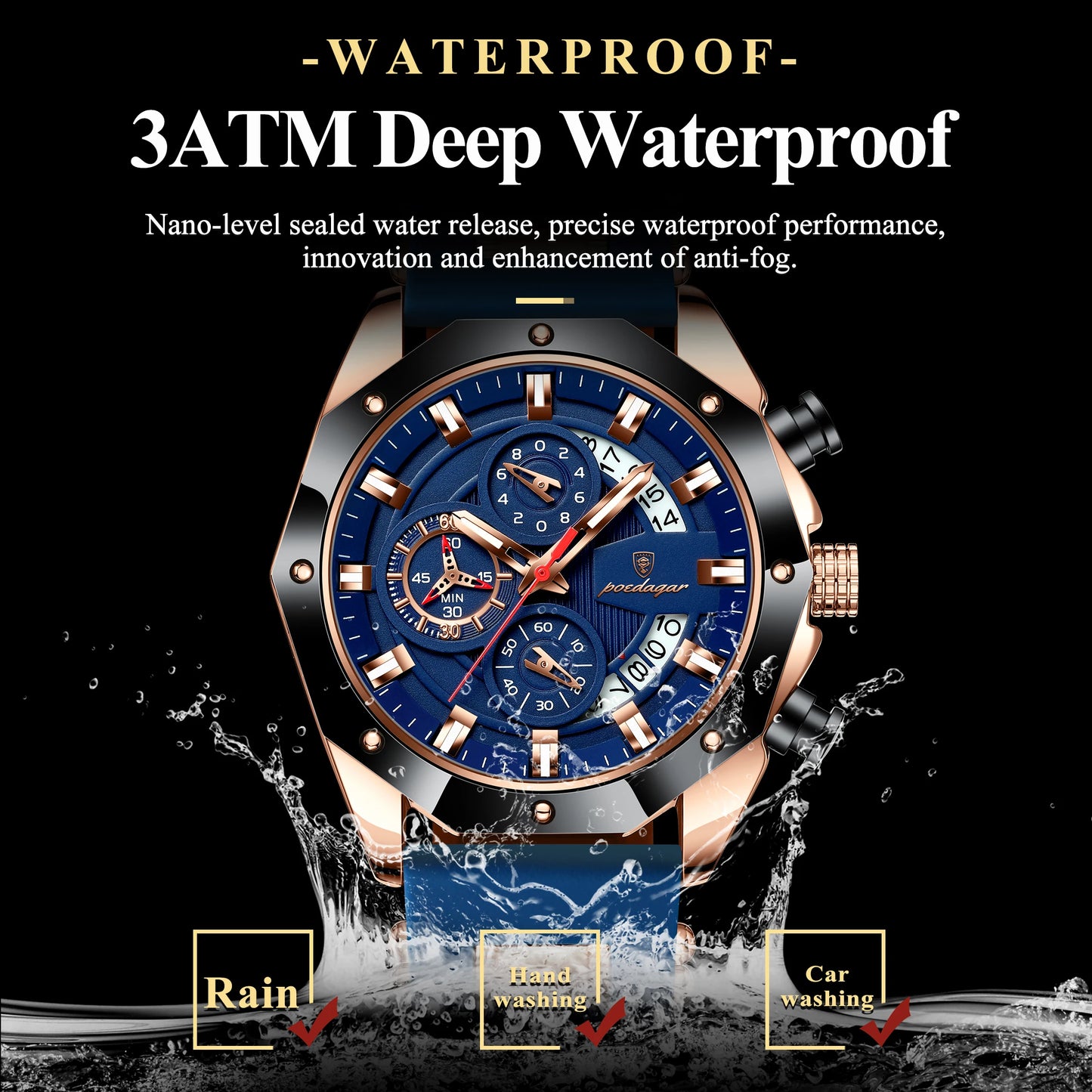 POEDAGAR Luxury Military Men Watch Waterproof Luminous Date Sport