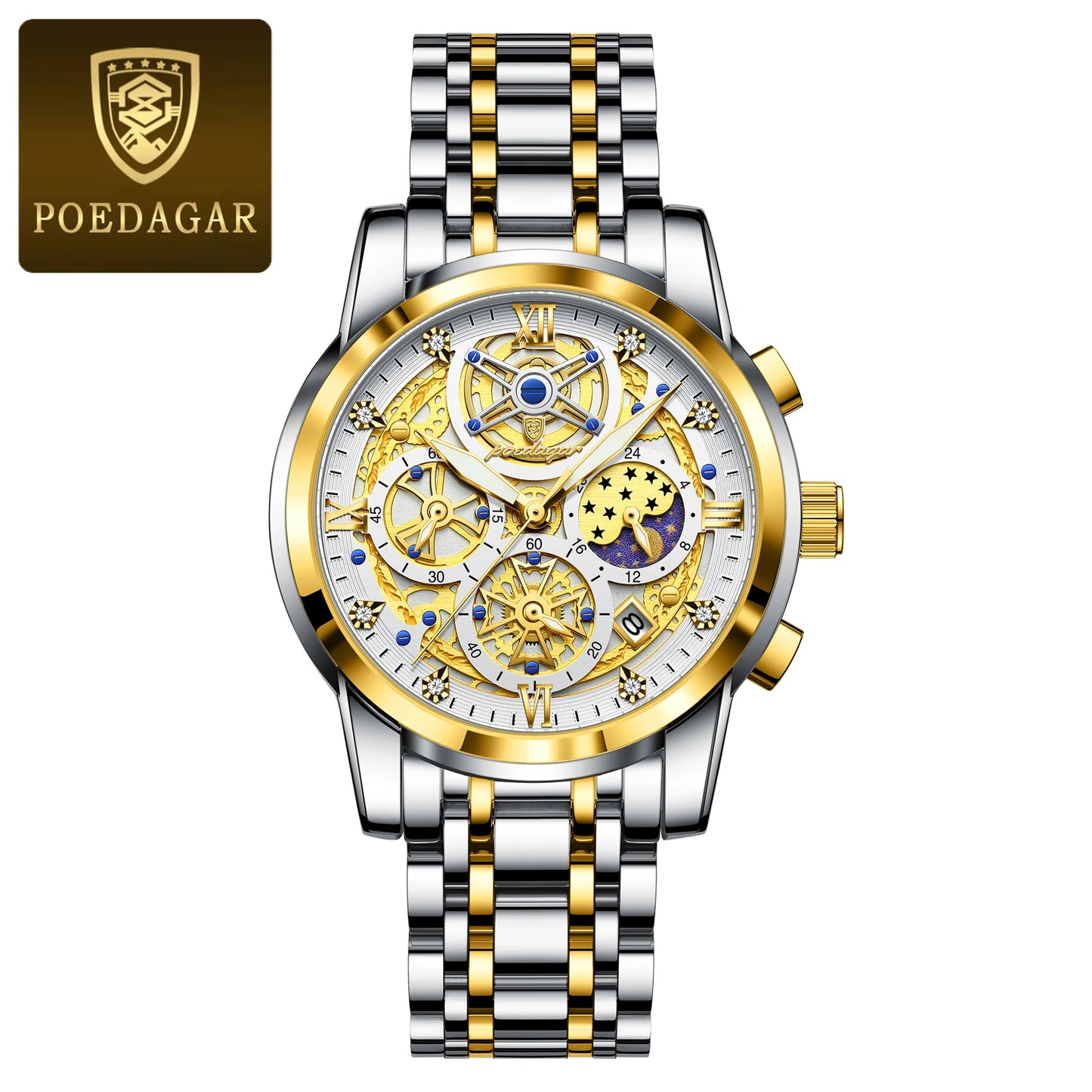 POEDAGAR Luxury Waterproof Men's Watch