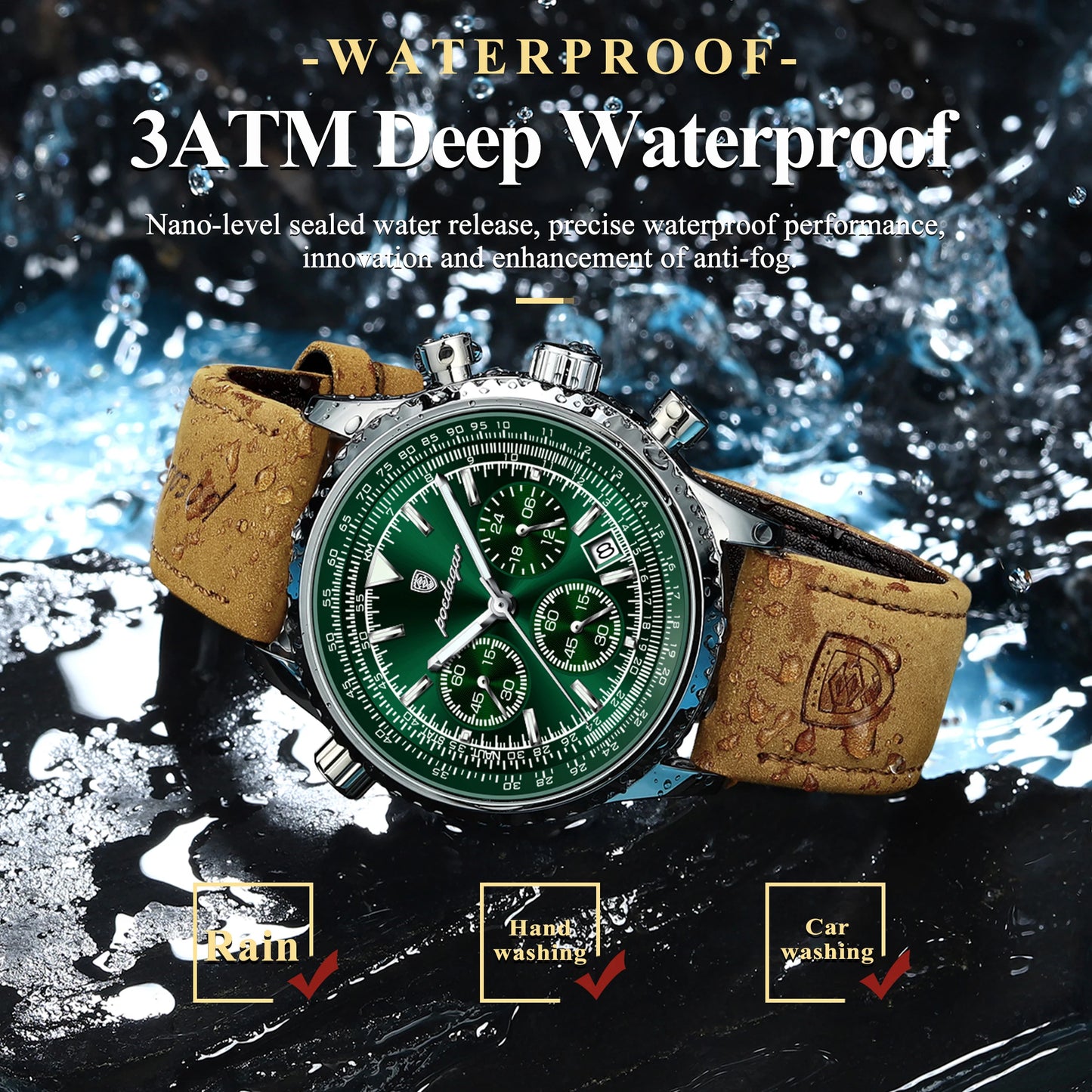 POEDAGAR Luxury Men's Waterproof Watch