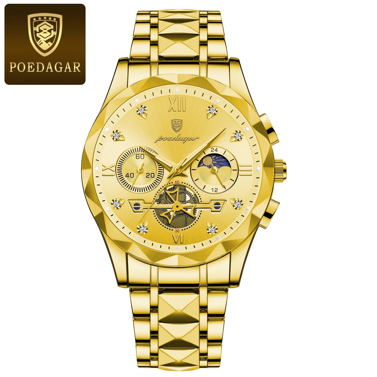 POEDAGAR Luxury Wristwatch Waterproof Luminous Chronograph Watch for Men