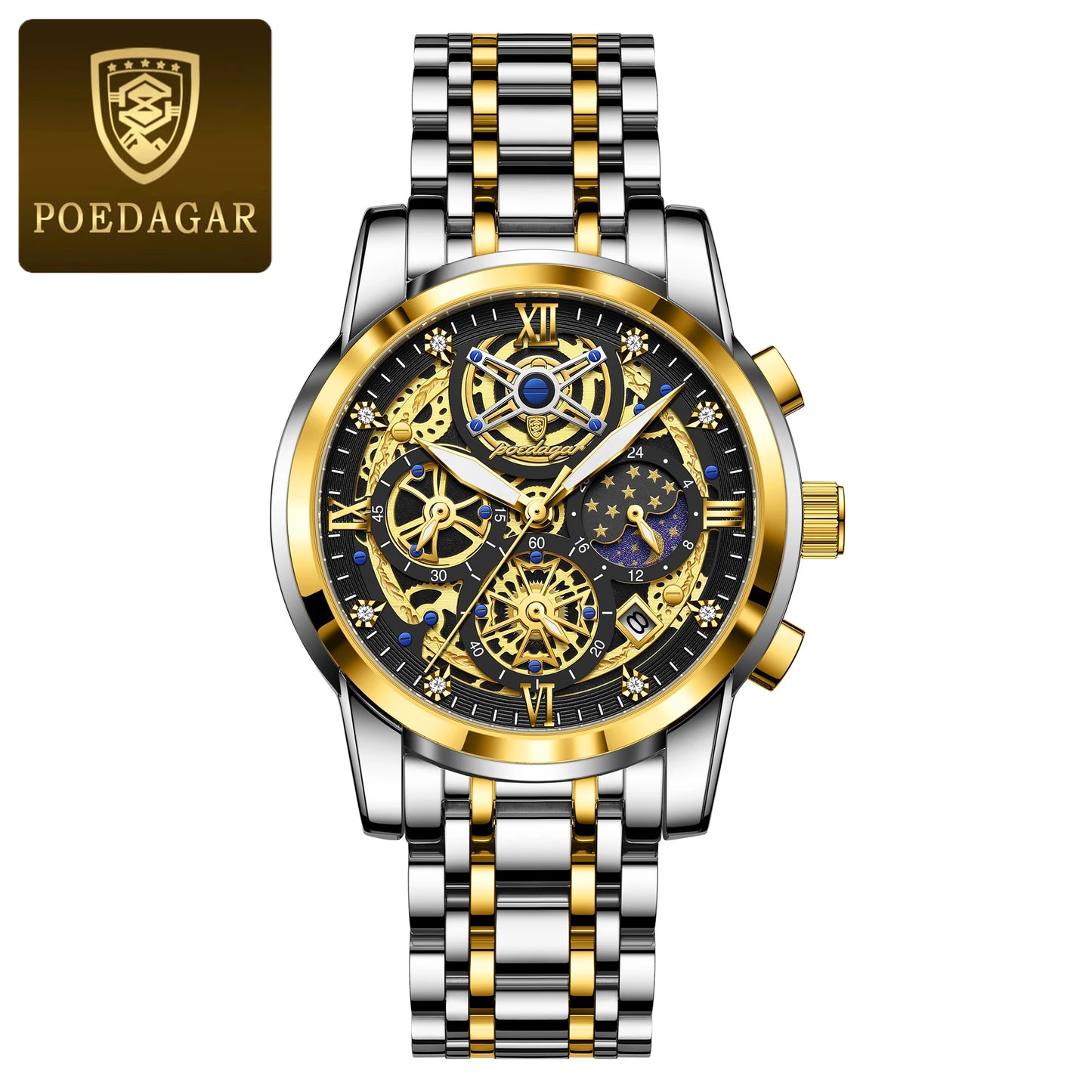 POEDAGAR Luxury Waterproof Men's Watch