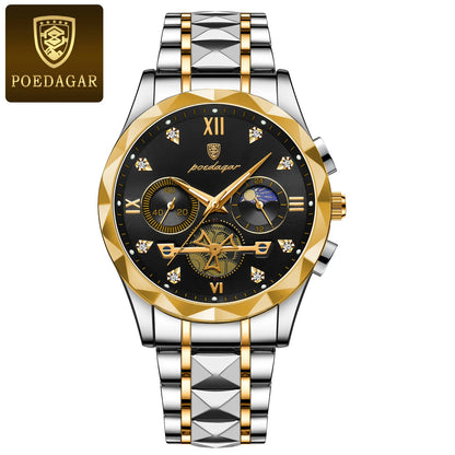 POEDAGAR Luxury Wristwatch Waterproof Luminous Chronograph Watch for Men