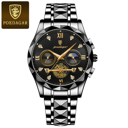 POEDAGAR Luxury Wristwatch Waterproof Luminous Chronograph Watch for Men