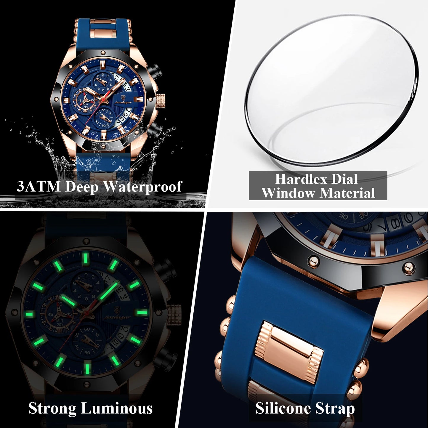 POEDAGAR Luxury Military Men Watch Waterproof Luminous Date Sport