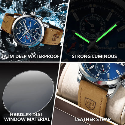 POEDAGAR Luxury Wristwatch for Man Waterproof