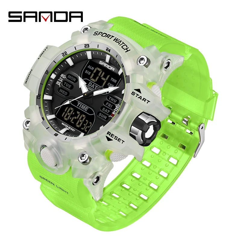 SANDA Dual Display Men's Waterproof Sports Watch