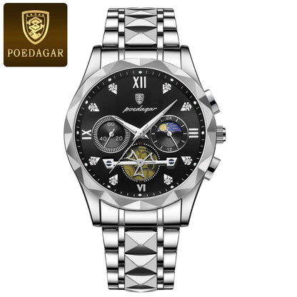 POEDAGAR Luxury Wristwatch Waterproof Luminous Chronograph Watch for Men