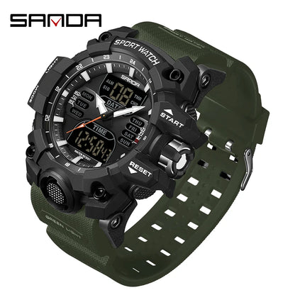 SANDA Dual Display Men's Waterproof Sports Watch