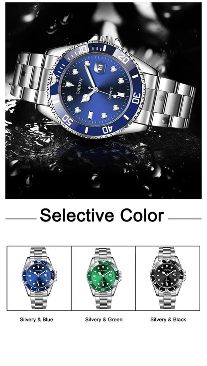 Silver Stainless Steel Water Proof Automatic Luminous Bezel Men's Watch