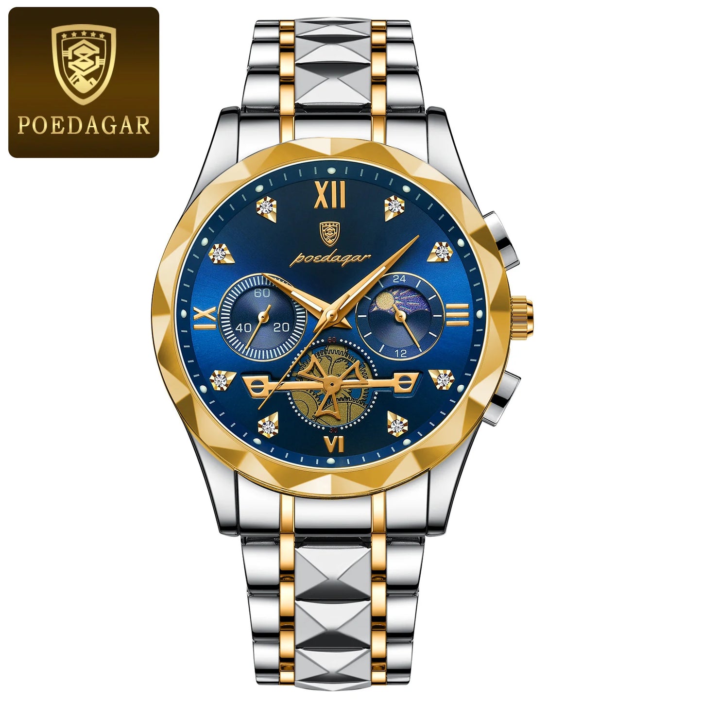 POEDAGAR Luxury Wristwatch Waterproof Luminous Chronograph Watch for Men